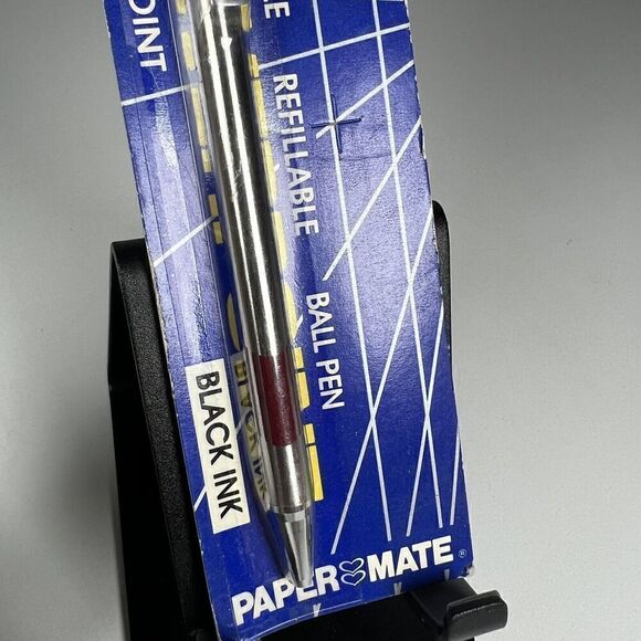 New 1988 Papermate Powerpoint Ball Pen Retractable Refillable Chrome & Red Japan - Picture 4 of 8